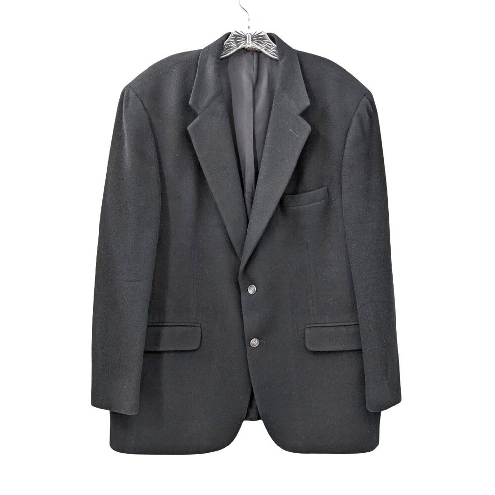 Vintage Bill Blass Blazer Sport Coat Mens 43R Black Camel Hair Single Vent